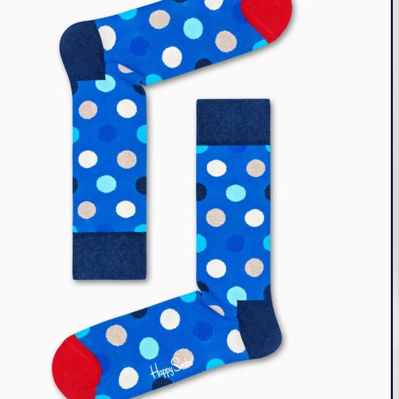 2 For $10- NWT Happy Socks- Blue Polkadot - Picture 1 of 5